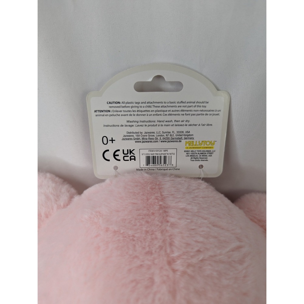 Kellytoy Pink Elephant Rattle Plush Crinkle 16 Inch Stuffed Animal Toy - Picture 5 of 6
